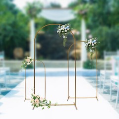 3 Pcs Arch Backdrop Stand Wedding Gold Backdrop Stand For Ceremony Metal Decor