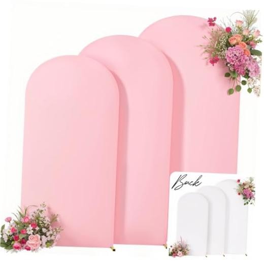 Arch Backdrop Cover 7.2FT 6.6FT 6FT Arch 7.2FT, 6.6FT, 6FT White and Pink
