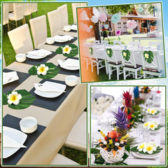 60 Pcs Tropical Party Decor Supplies 30 Pcs 8″ Fak Monstera Leaves 30 Pcs 2.75″