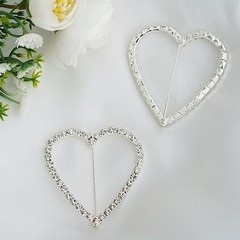 2″ Silver Heart Rhinestones BROOCH PIN Chair Party Wedding Party Decorations