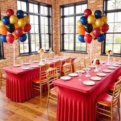 6 Pack Red Spandex Tablecloth 6ft with Skirt,Wrinkle Free High Stretch Fitted…
