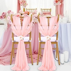 PakiInno Blush Chair Sashes Tulle Fabric: 50 Pcs Wedding Sheer Chair Bows Tie…