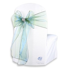 10 pcs Organza Chair Cover Bow Sash 108″x8″ – Hunter Green – w/ Bow Covers tz