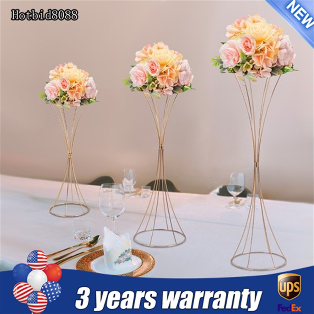 3Pcs Hourglass Wedding Flower Stand – Gold, Different Sizes, Table Centerpieces