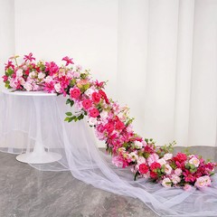 Satikf Artificial Rose Table Runner Flower Row Wedding Backdrop Arch Decor 🌹