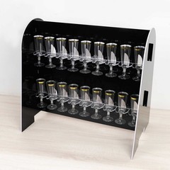 BLACK 25″ Foam 2-Tier Wine Glass Rack Champagne Flute HOLDER STAND Events