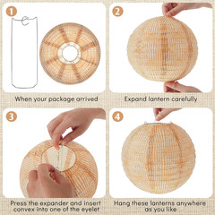 6 Pcs Print Burlap Paper Lanterns round Chinese Paper Lanterns Farmhouse Boho Cl