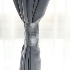4 SILVER Rhinestone Mesh CURTAIN Tie Backs Drapery Holdbacks Party