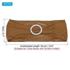 25Pcs 14″x5″ Stretch Chair Sashes Bows Chair Bands Sash with Buckle Light Brown