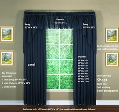 Today’s Curtain Emelia Original Voile Swag Pair 38″, Navy, 60″ W x 38″ L