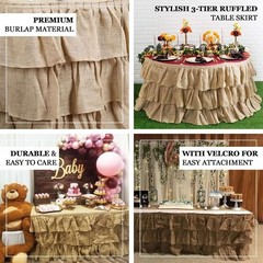 Efavormart 3 Tier Rustic Elegant Ruffled Burlap Table Skirt for Kitchen Dining