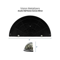 18” Acrylic Bubble Half Dome Mirror with Black Rim, Round Indoor Security