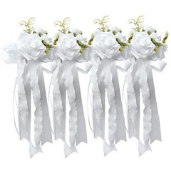 4Pcs Luxurious Simulation Rose Bowknot Car Decoration for Wedding Celebration