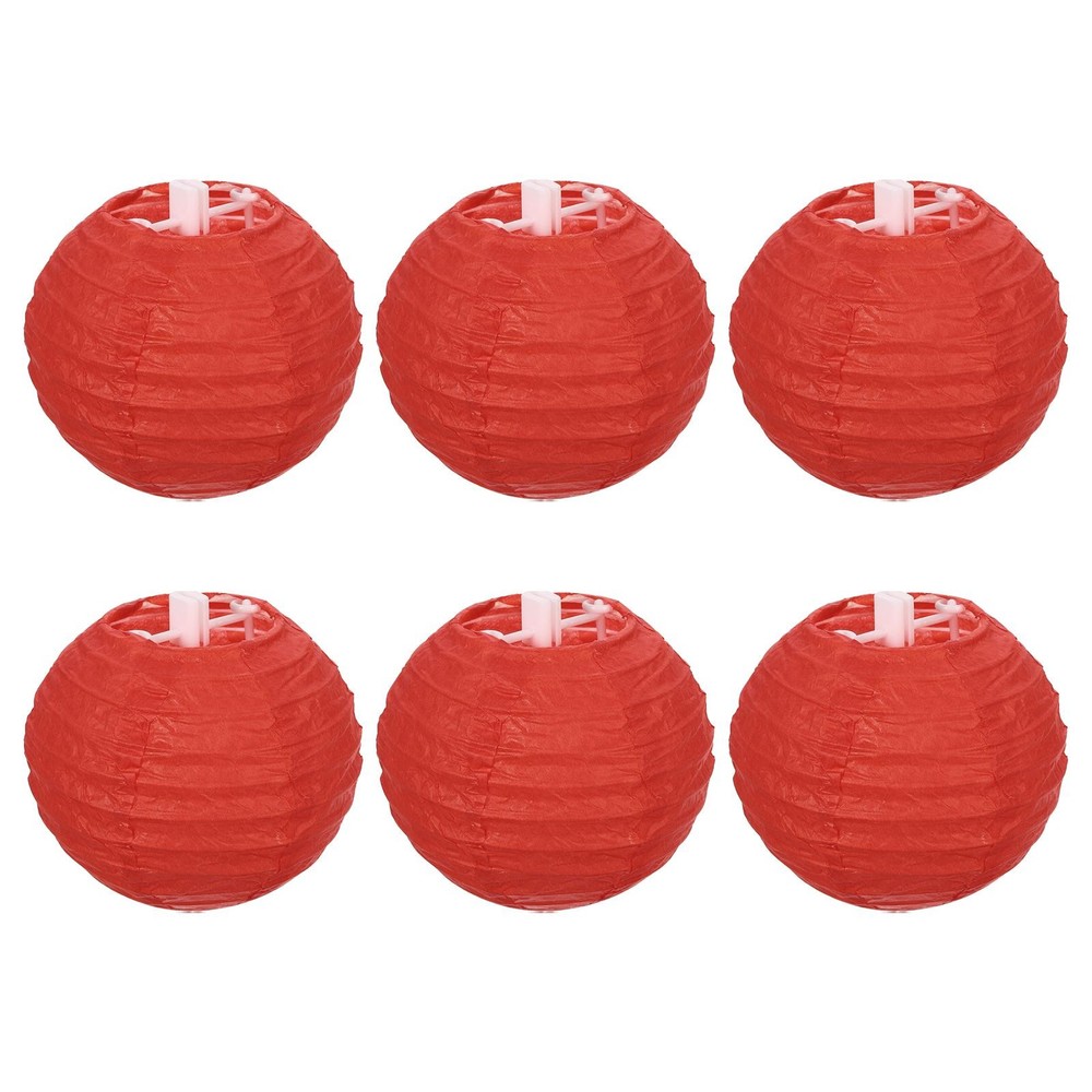 6pcs 4 Inch Folding Hanging Paper Lanterns Small Lampshade Red