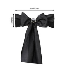 10 Black Polyester CHAIR SASHES Ties Bows Wedding Party Ceremony Decorations