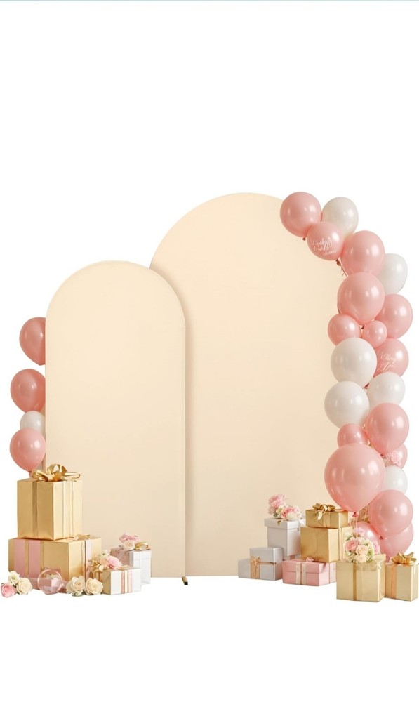 2 Set Champagne Arch Backdrop – 6.6FT, 5FT Spandex Fitted Wedding Arch Stand…