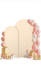 2 Set Champagne Arch Backdrop – 6.6FT, 5FT Spandex Fitted Wedding Arch Stand…