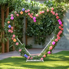 Large Double Pole Heart Shape Wedding Arches Metal Backdrop Stand Antirust Arbor