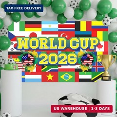World Football Tournament Cup Celebration Backdrop 43×71 Inch 2026 Vibrant Socce