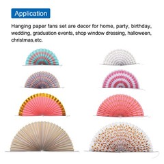 8Pcs Hanging Paper Fans Party Set Decoration for Birthday Pink Gold White