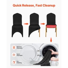 50PCS Stretch Spandex Folding Chair Covers Black Durable Decoration Formal