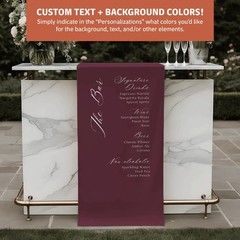 Minimalist Boho Fabric Wedding Bar Menu Sign Cocktail Banner