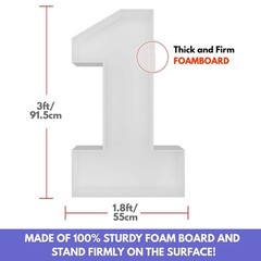 3FT Mosaic Balloon Frame Number 1 Light Up Numbers Pre-Cut Kit Thick Foam Boa…