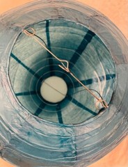 Set 0f 6 20 inch Japanese Chinese Paper Wired Lanterns With Expander Blue