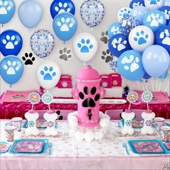 Dog Paw Balloons,25Pcs 12inch Blue and White Confetti Balloons with Paw Print…
