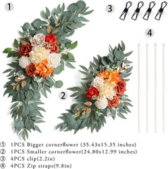 Burnt Orange Wedding Arch Flowers – Pack of 2 for Ceremony & Decor