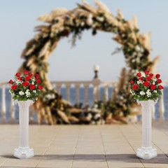 2Pcs Wedding Roman Column Wedding Landscaping Roman Pillar Flowerpot Stand Decor