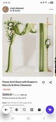 Ling’s Moment Floral Flower Arch Wedding Decor w/ Drapes, Green/White Set of 5