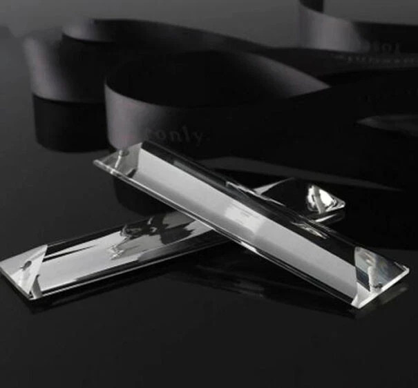 12pcs 63mm/2.5inch Triangle Strip 2holes Crystal Pendant Prism Lamp Hanging Part