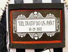 Beetlejuice,Halloween Wedding,card box,coffin,black,orange,til death do us part,
