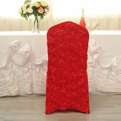 Red Satin Rosette SPANDEX Stretchable Banquet CHAIR COVER Wedding
