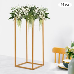 16pcs Flower Stand 60cm Gold Square Tube Wedding Party Decoration Display Holder
