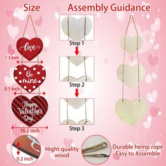 YUNKKIN Valentines Day Door Decorations Heart Wreath Heart Wall Decor Wooden …