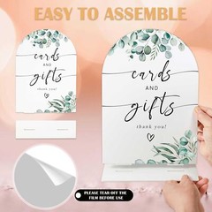 Greenery Cards and Gifts Sign, 8 x 11 Inch White Arch Acrylic Wedding Sign wi…