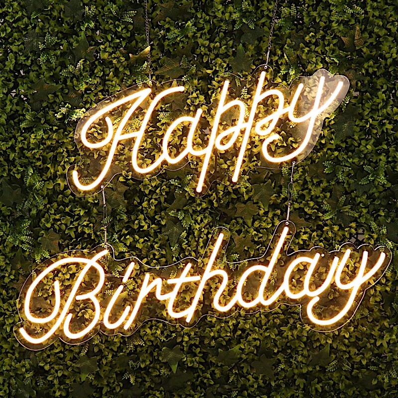 32″ Warm White Happy Birthday Neon Sign LED WALL LIGHTS Party Events Decorations