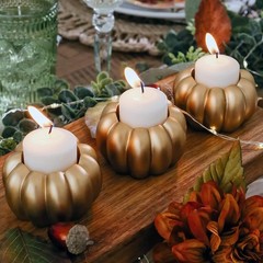 Gold Pumpkin Tealight/Candlestick Holder Wedding Reception Decor Favors 6