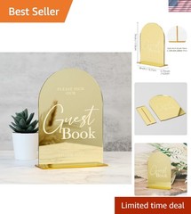 Versatile 5×7″ Gold Mirror Acrylic Wedding Sign for Guest Engagement & Memories
