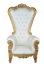 NEW Gold White 6ft King Queen Throne Chair Diamond Tufted Wedding Banquet Party