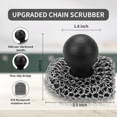 Cast Iron Scrubber with Pan Scraper, 316 3.1inch*3.5inch*3inch, Black