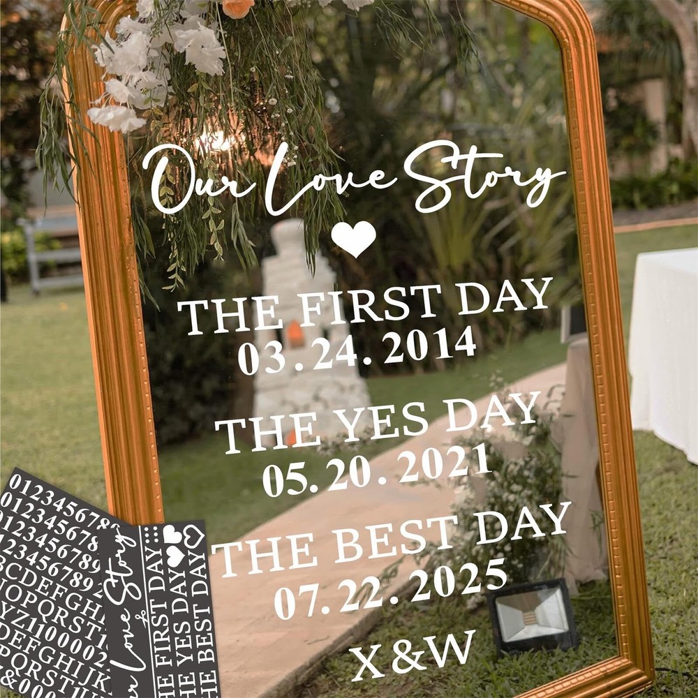 Wedding Sign Decals Wedding Party Decoration Stickers Date Personalized Selfi…