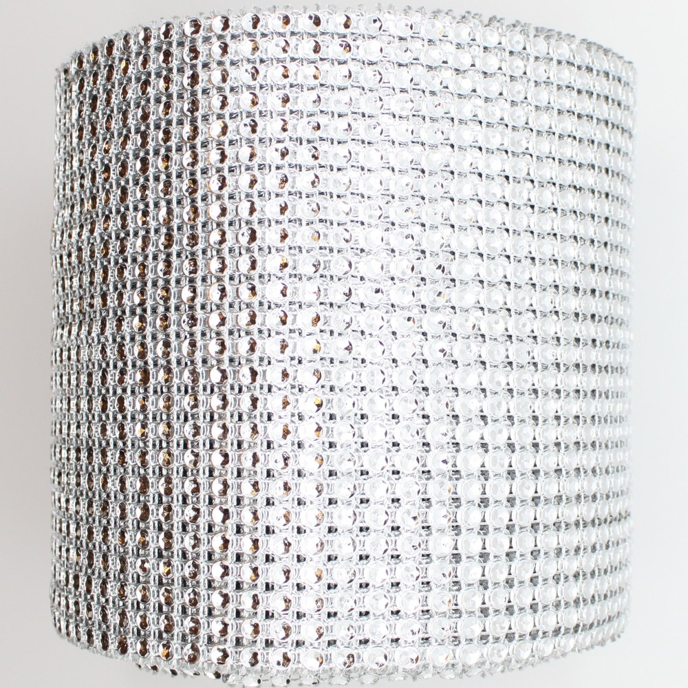 4.75″ x 10 YARDS SILVER DIAMOND MESH WRAP ROLL RHINESTONE SPARKLE BLING RIBBON