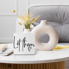 Let Them Wooden Sign – Mental Health Quotes Wood Box Signs 5×5 Inches, Let Th…