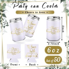 Qinyoung 50 Pieces White Wedding Can Cooler Sleeves Bulk Engagement Party Fav…