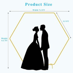 7.2FT Hexagon Wedding Arch, Metal Arch Backdrop Stand for Wedding Party Gold
