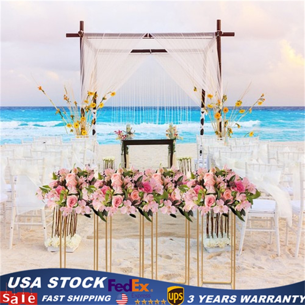 4Pcs Gold Metal Column Flower Stands Centerpiece Holder Rack Party/Wedding Decor