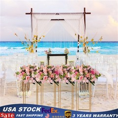 4Pcs Gold Metal Column Flower Stands Centerpiece Holder Rack Party/Wedding Decor